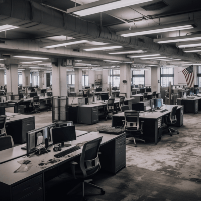 Empty offices in America due to the labor shortage.