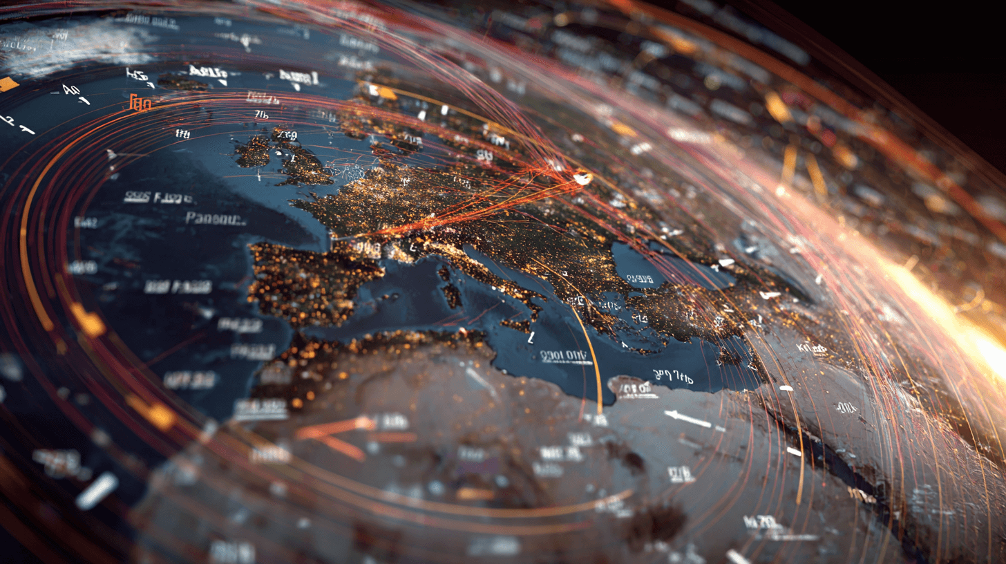 Illuminated globe with time zone indicators.